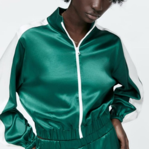 SET satin effect piped jacket& pants SzS - Picture 6 of 8